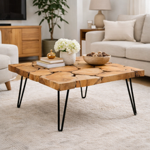 Rustic Recycled Teak Wood Ampyang Square Coffee Table - La Place USA Furniture Outlet