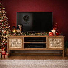 Recycled Teak Wood West Indies Rattan Media Center with 2 Doors