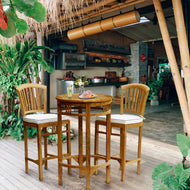 3 Piece Teak Wood Armless Orleans Bar Table/Chair Set With Cushions - La Place USA Furniture Outlet