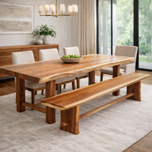 Suar Live Edge Slab Backless Bench approximately 98" long