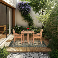 3 Piece Teak Wood Dining Set Including 35" Square Hatteras Folding Table with 2 Abaco Arm Chairs - La Place USA Furniture Outlet