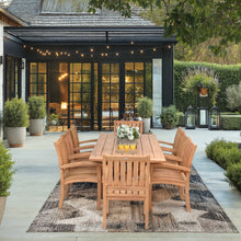 9 Piece Teak Wood Dining Set Including 87" Rectangular Cross Table with 8 Abaco Arm Chairs