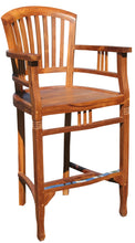 Teak Wood Orleans Barstool With Arms - La Place USA Furniture Outlet