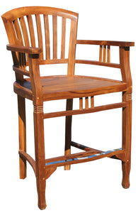 Teak Wood Orleans Counter Stool with Arms - La Place USA Furniture Outlet