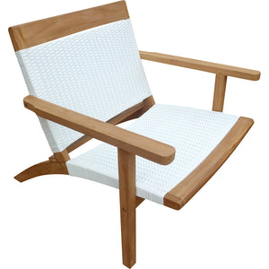 Teak Wood Barcelona Patio Lounge and Dining Chair, White - La Place USA Furniture Outlet