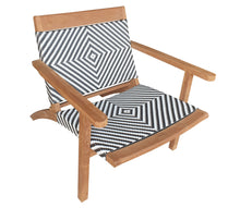 Teak Wood Barcelona Patio Lounge and Dining Chair, Black & White - La Place USA Furniture Outlet