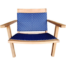 Teak Wood Barcelona Patio Lounge and Dining Chair, Blue - La Place USA Furniture Outlet