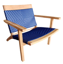Teak Wood Barcelona Patio Lounge and Dining Chair, Blue - La Place USA Furniture Outlet