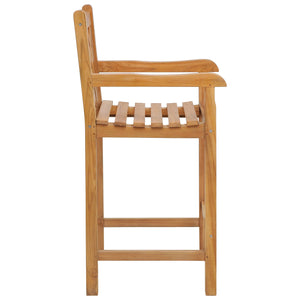 Teak Wood Chippendale Patio Barstool with Arms