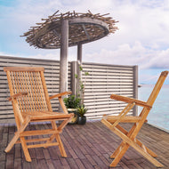 Teak Wood California Folding Arm Chair (set of 2) - La Place USA Furniture Outlet