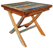 Marina Del Rey Recycled Teak Wood Boat Folding Side Table - La Place USA Furniture Outlet