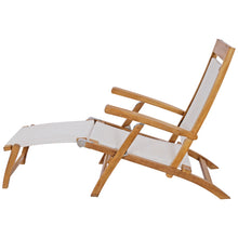 Teak Wood Narmada Outdoor Reclining Patio Steamer Chair - White