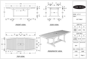 Teak Wood West Palm Semi Oval Extension Table