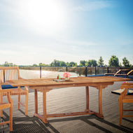 Teak Wood West Palm Semi Oval Extension Table - La Place USA Furniture Outlet