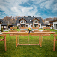 Teak Wood Orleans Oval Double Extension Table - La Place USA Furniture Outlet