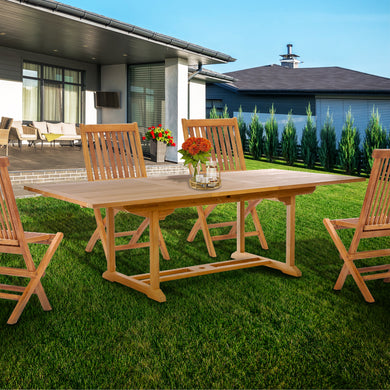 Teak Wood Kasandra Rectangular Extension Dining Table