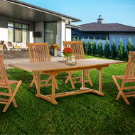 Teak Wood Kasandra Rectangular Extension Dining Table - La Place USA Furniture Outlet