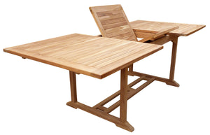 9 Piece Teak Wood Santa Barbara Patio Dining Set with Rectangular Extension Table, 2 Folding Arm Chairs and 6 Folding Side Chairs - La Place USA Furniture Outlet