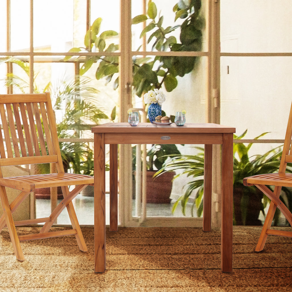 Teak Wood Florence Outdoor Patio Bistro Table, 35 Inch – La Place USA ...