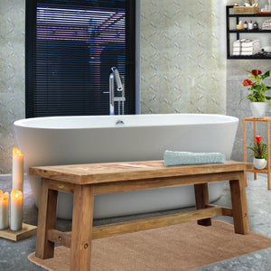 Recycled Teak Wood Castello Backless Bathroom Bench, 79 inch