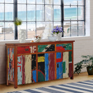 Marina del Rey Buffet with 3 Doors and 3 Drawers Made from Recycled Teak Wood Boats - 63" Wide