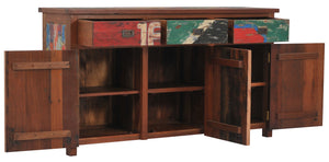 Buffet with 3 Doors and 3 Drawers Made from Recycled Teak Wood Boats - 63" Wide - La Place USA Furniture Outlet