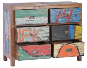 Dresser / Chest with 2 x 3 Drawers made from Recycled Teak Wood Boats - La Place USA Furniture Outlet