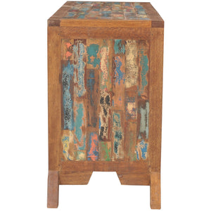 Marina Del Rey Recycled Teak Wood Cone Shaped Linen Cabinet, 72W x 33H in.