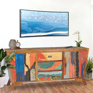 Marina del Rey Cone Shaped Buffet Made From Recycled Teak Wood Boats - 72W x 33H in. - La Place USA Furniture Outlet