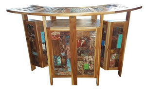 Marina Del Rey Folding Bar Made From Recycled Teak Wood Boats - La Place USA Furniture Outlet