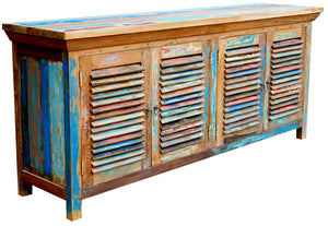 Chest / Media Center with 4 Doors made from Recycled Teak Wood Boats - La Place USA Furniture Outlet
