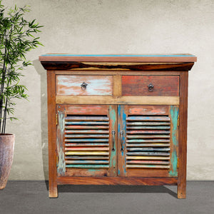 Marina del Rey Chest with 2 doors and 2 drawers made from Recycled Teak Wood Boats