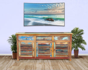 Chest / Media Center 3 doors and 3 drawers made from Recycled Teak Wood Boats - La Place USA Furniture Outlet