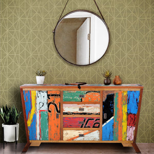 Marina del Rey Cone Shaped Buffet Made From Recycled Teak Wood Boats - 75W x 41H in.