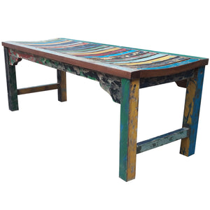 Backless Dining Bench made from Recycled Teak Wood Boats, 4 foot - La Place USA Furniture Outlet