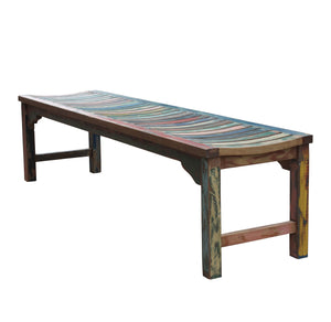 Backless Dining Bench made from Recycled Teak Wood Boats, 6 foot - La Place USA Furniture Outlet