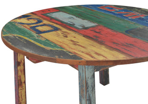 Round Dining Table made from Recycled Teak Wood Boats, 48 inch