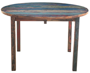 Round Dining Table made from Recycled Teak Wood Boats, 48 inch - La Place USA Furniture Outlet
