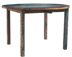 Round Dining Table made from Recycled Teak Wood Boats, 63 inch - La Place USA Furniture Outlet