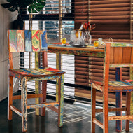 Marina Del Rey Counter Stool Chair made from Recycled Teak Wood Boats