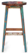 Marina Del Rey Round Recycled Teak Wood Boat Barstool - La Place USA Furniture Outlet