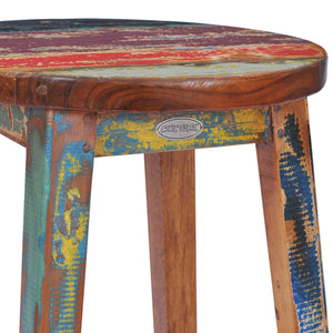 Marina Del Rey Round Recycled Teak Wood Boat Barstool - La Place USA Furniture Outlet