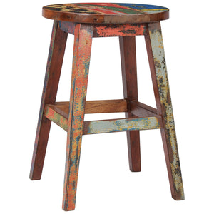 Marina Del Rey Round Recycled Teak Wood Boat Counter Stool
