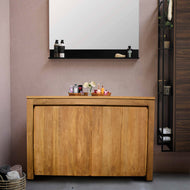 Recycled Teak Wood Valencia Bathroom Linen Cabinet with 2 Doors - La Place USA Furniture Outlet