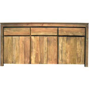 Recycled Teak Wood Valencia Bathroom Linen Cabinet with 3 Doors, 3 Drawers