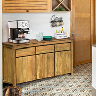 Recycled Teak Wood Solo Buffet 3 Doors 3 Drawers - La Place USA Furniture Outlet