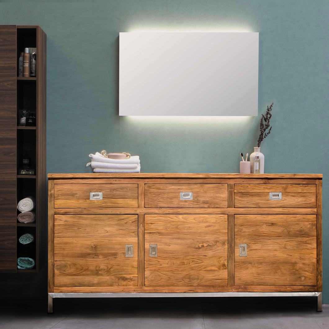 Recycled Teak Wood Alicante Bathroom Linen Cabinet with 3 drawers & 3 doors