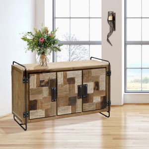 Recycled Teak Wood Mozaik Art Deco Storage Chest / TV Stand
