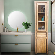 Recycled Teak Wood Singola Vertical Bathroom Linen Cabinet - La Place USA Furniture Outlet
