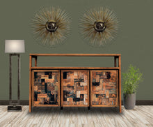 Recycled Teak Wood Mozaik Media Center / Buffet with 3 Wooden Doors - La Place USA Furniture Outlet